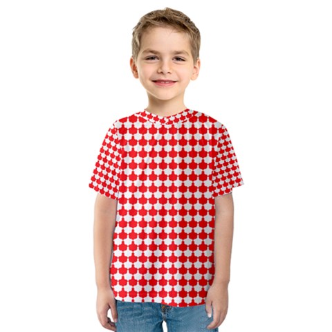 Red And White Scallop Repeat Pattern Kid s Sport Mesh Tees by PaperandFrill