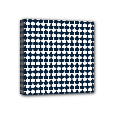 Navy And White Scallop Repeat Pattern Mini Canvas 4  X 4  by PaperandFrill