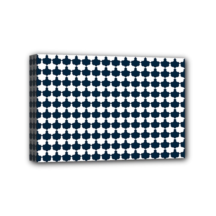 Navy And White Scallop Repeat Pattern Mini Canvas 6  x 4 