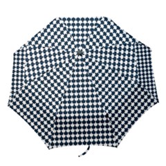 Navy And White Scallop Repeat Pattern Folding Umbrellas