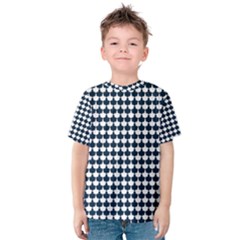 Navy And White Scallop Repeat Pattern Kid s Cotton Tee