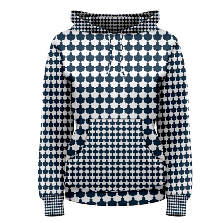 Navy And White Scallop Repeat Pattern Women s Pullover Hoodies