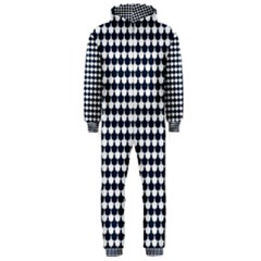 Navy And White Scallop Repeat Pattern Hooded Jumpsuit (men) 