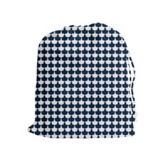 Navy And White Scallop Repeat Pattern Drawstring Pouches (extra Large)