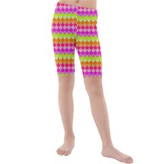 Scallop Pattern Repeat In ‘la’ Bright Colors Kid s Mid Length Swim Shorts