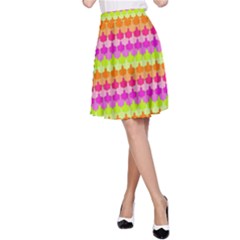 Scallop Pattern Repeat In ‘la’ Bright Colors A-line Skirt by PaperandFrill