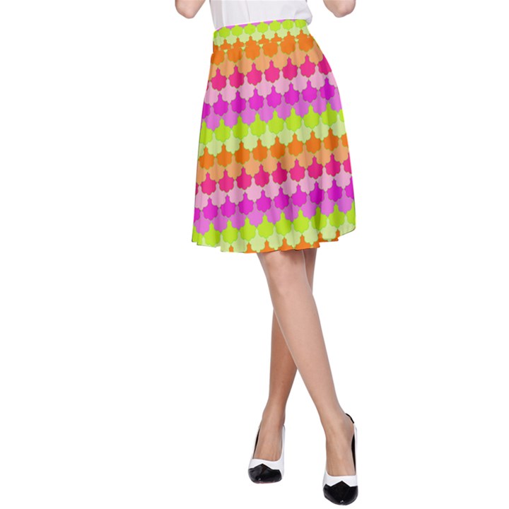 Scallop Pattern Repeat In ‘la’ Bright Colors A-Line Skirt