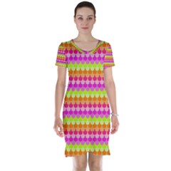 Scallop Pattern Repeat In ‘la’ Bright Colors Short Sleeve Nightdresses