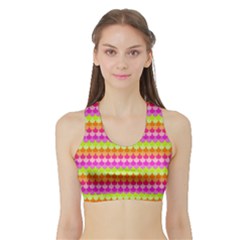 Scallop Pattern Repeat In ‘la’ Bright Colors Women s Sports Bra With Border