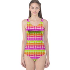 Scallop Pattern Repeat In ‘la’ Bright Colors One Piece Swimsuit