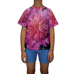 Paeonia Coral Kid s Short Sleeve Swimwear