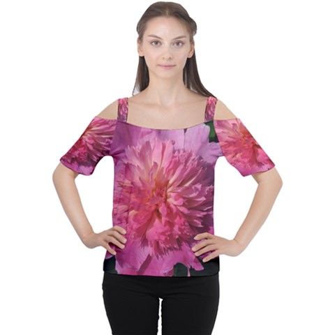 Paeonia Coral Women s Cutout Shoulder Tee by trendistuff