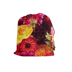 Bunch Of Flowers Drawstring Pouches (large)  by trendistuff