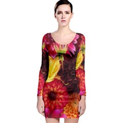 Bunch Of Flowers Long Sleeve Bodycon Dresses