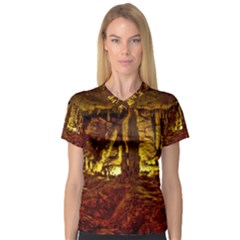 Volcano Cave Women s V-neck Sport Mesh Tee