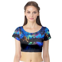 Reed Flute Caves 2 Short Sleeve Crop Top by trendistuff