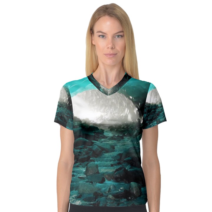 MENDENHALL ICE CAVES 2 Women s V-Neck Sport Mesh Tee