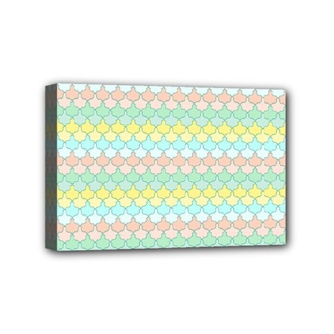 Scallop Repeat Pattern In Miami Pastel Aqua, Pink, Mint And Lemon Mini Canvas 6  X 4  by PaperandFrill