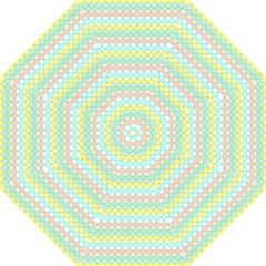 Scallop Repeat Pattern In Miami Pastel Aqua, Pink, Mint And Lemon Folding Umbrellas