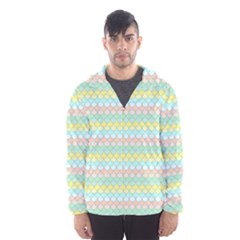 Scallop Repeat Pattern In Miami Pastel Aqua, Pink, Mint And Lemon Hooded Wind Breaker (men) by PaperandFrill