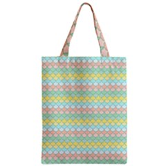 Scallop Repeat Pattern In Miami Pastel Aqua, Pink, Mint And Lemon Zipper Classic Tote Bags by PaperandFrill