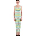 Scallop Repeat Pattern in Miami Pastel Aqua, Pink, Mint and Lemon OnePiece Catsuits View1