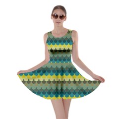 Scallop Pattern Repeat In  new York  Teal, Mustard, Grey And Moss Skater Dresses by PaperandFrill