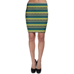 Scallop Pattern Repeat In  new York  Teal, Mustard, Grey And Moss Bodycon Skirts