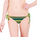 Scallop Pattern Repeat in  New York  Teal, Mustard, Grey and Moss Bikini Bottoms View1