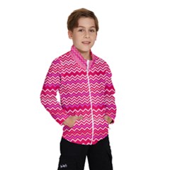 Valentine Pink And Red Wavy Chevron Zigzag Pattern Wind Breaker (kids) by PaperandFrill