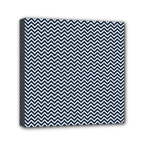 Blue And White Chevron Wavy Zigzag Stripes Mini Canvas 6  X 6  by PaperandFrill