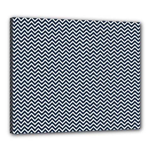 Blue And White Chevron Wavy Zigzag Stripes Canvas 24  X 20  by PaperandFrill