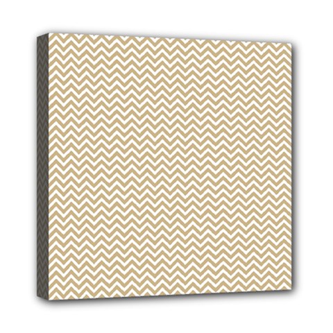 Gold And White Chevron Wavy Zigzag Stripes Mini Canvas 8  X 8  by PaperandFrill