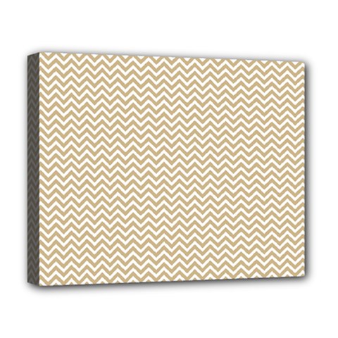 Gold And White Chevron Wavy Zigzag Stripes Deluxe Canvas 20  X 16   by PaperandFrill