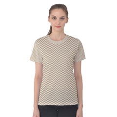 Gold And White Chevron Wavy Zigzag Stripes Women s Cotton Tee