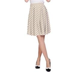 Gold And White Chevron Wavy Zigzag Stripes A-line Skirt