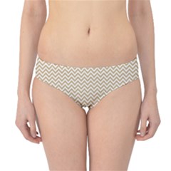 Gold And White Chevron Wavy Zigzag Stripes Hipster Bikini Bottoms