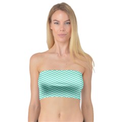 Tiffany Aqua And White Chevron Wavy Zigzag Stripes Women s Bandeau Tops by PaperandFrill