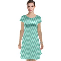 Tiffany Aqua And White Chevron Wavy Zigzag Stripes Cap Sleeve Nightdresses