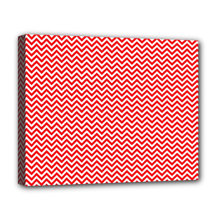 Red And White Chevron Wavy ZigZag Stripes Deluxe Canvas 20  x 16  