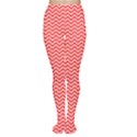 Red And White Chevron Wavy ZigZag Stripes Women s Tights View1