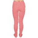 Red And White Chevron Wavy ZigZag Stripes Women s Tights View2