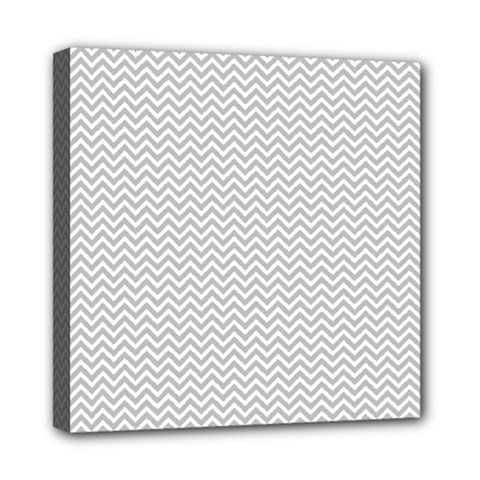 Silver And White Chevrons Wavy Zigzag Stripes Mini Canvas 8  X 8  by PaperandFrill