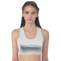 Silver And White Chevrons Wavy Zigzag Stripes Sports Bra by PaperandFrill