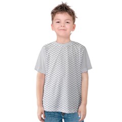 Silver And White Chevrons Wavy Zigzag Stripes Kid s Cotton Tee