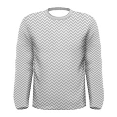 Silver And White Chevrons Wavy Zigzag Stripes Men s Long Sleeve T-shirts by PaperandFrill