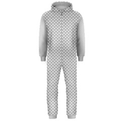 Silver And White Chevrons Wavy Zigzag Stripes Hooded Jumpsuit (men) 