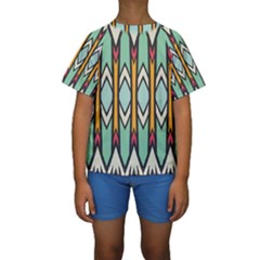 Rhombus And Arrows Pattern  Kid s Short Sleeve Swimwear