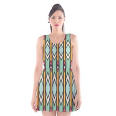 Rhombus And Arrows Pattern Scoop Neck Skater Dress