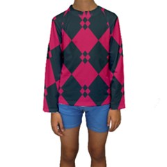 Black Pink Shapes Pattern  Kid s Long Sleeve Swimwear